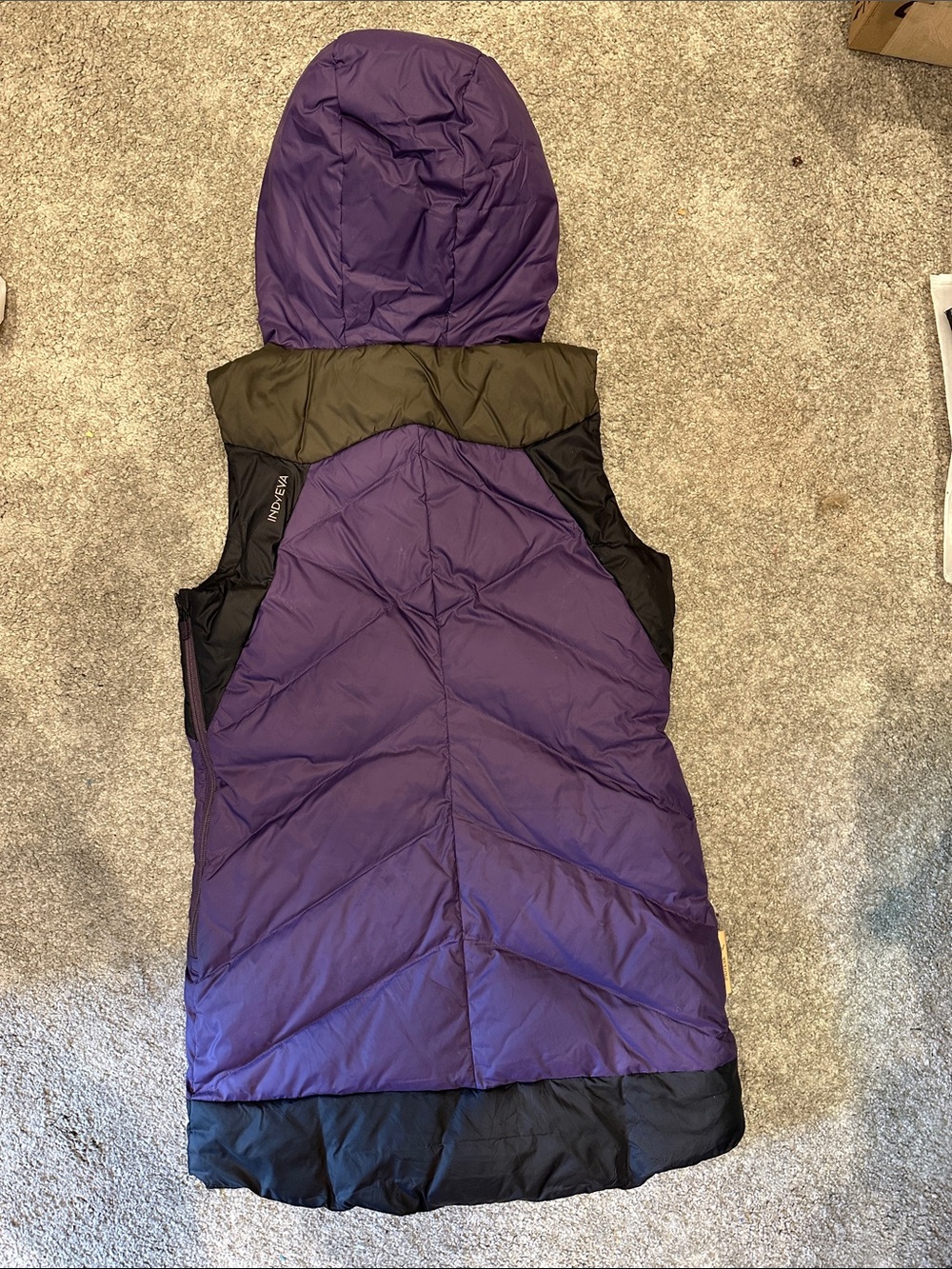 Indyeva Purple and Black Puffer Vest Dress with Hood Size Small Excellent - Picture 2 of 6